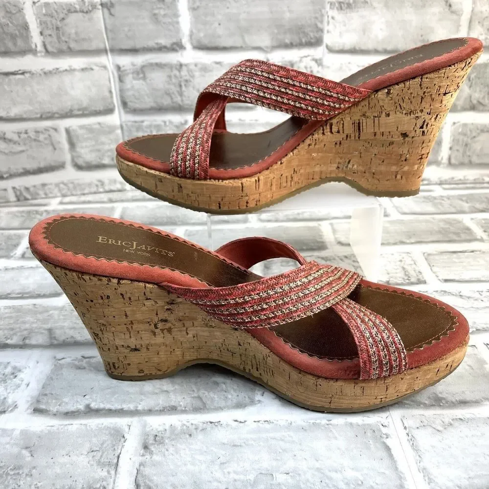 Eric Javits New York Women’s 10 Woven Wedge Crisscross Cork Sandals
